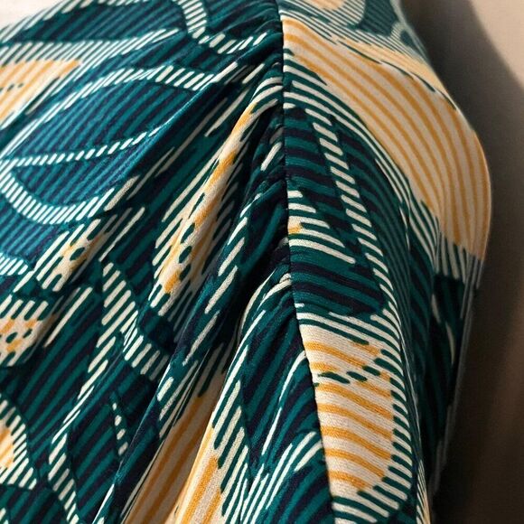 London Time Women's Summer Dress 14W Green & Beach V-Neck - Picture 6 of 8